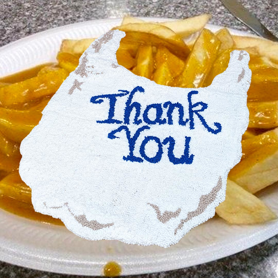 Thank you - a food-related artwork created by Ellie Brennan that is being exhibited in Ellie's solo show at Eston Arts Centre