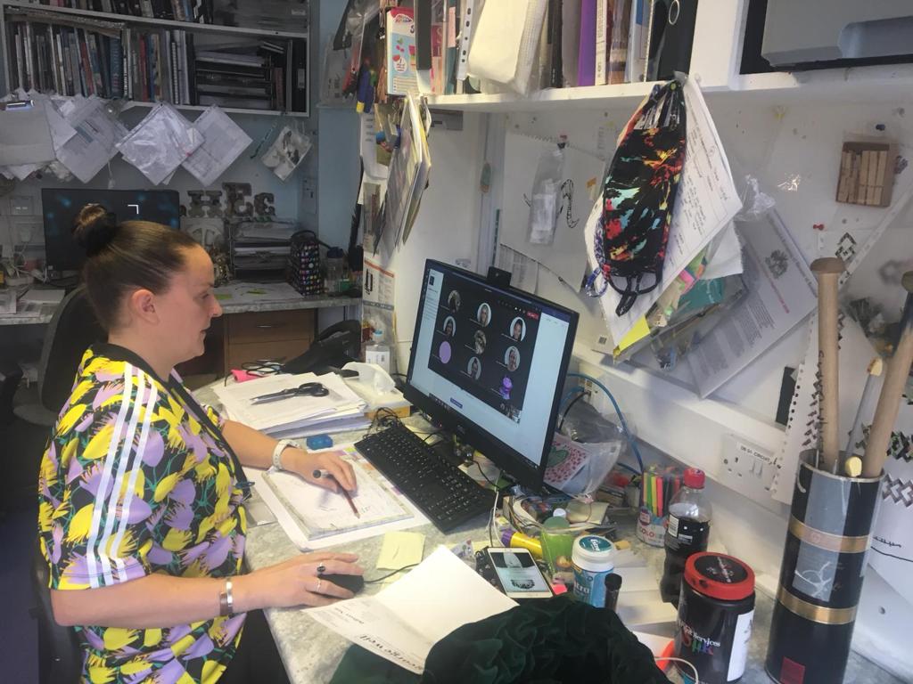 ED Textiles lecturer Rebecca Rowe delivers an online session for students