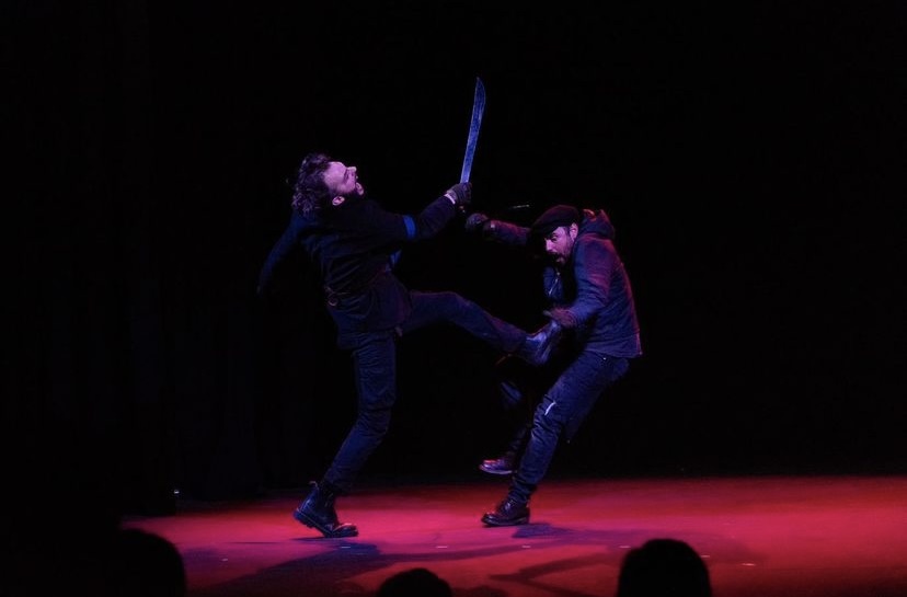 Elysium theatre production image of macbeth sword fight scene
