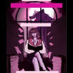 student work illustration purple girl reading a book.
