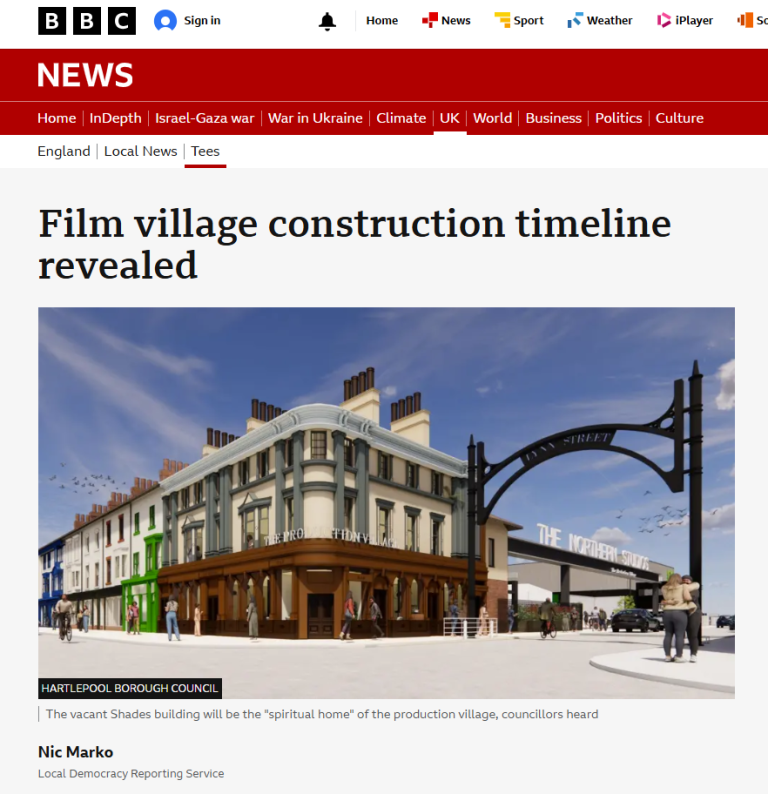Film and TV production village timeline BBC news story cropped