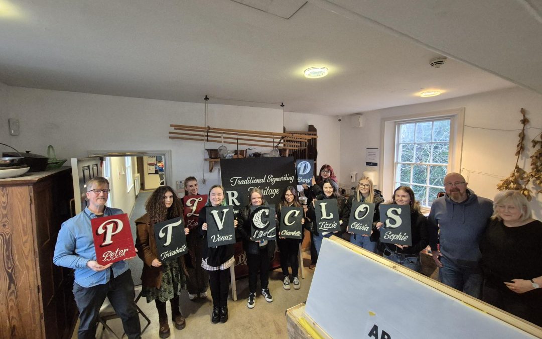 UAL Graphic Design and Illustration diploma students learn traditional sign writing at Preston Park through Stockton Heritage Scheme!